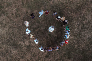 Drohnenfoto der Landhochzeit in Rhein-Main