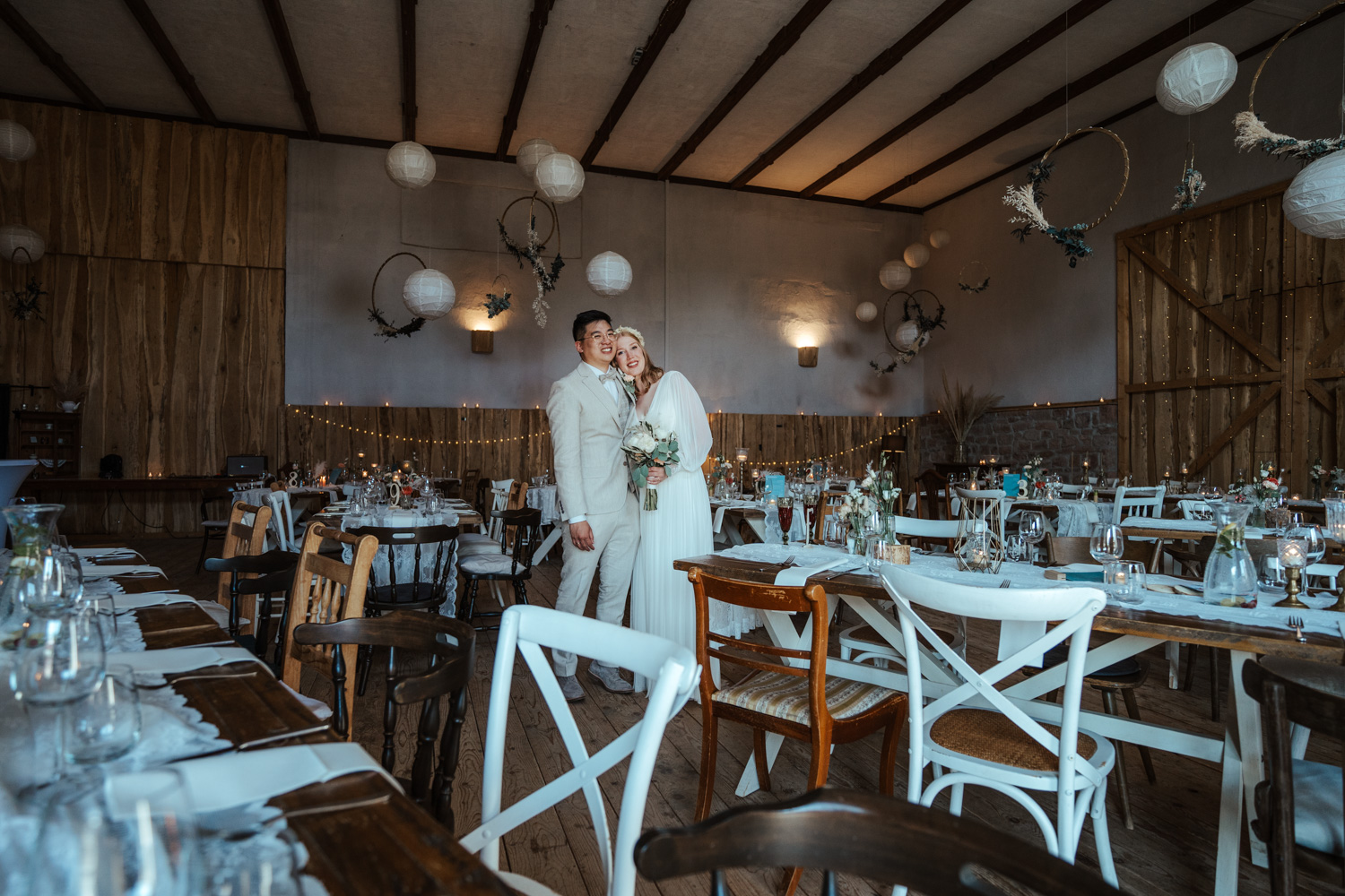 Wundervolle Deko und tolle Stimmung bei der Hochzeitsreportage am MARIENHOF FECHER in Niedernberg